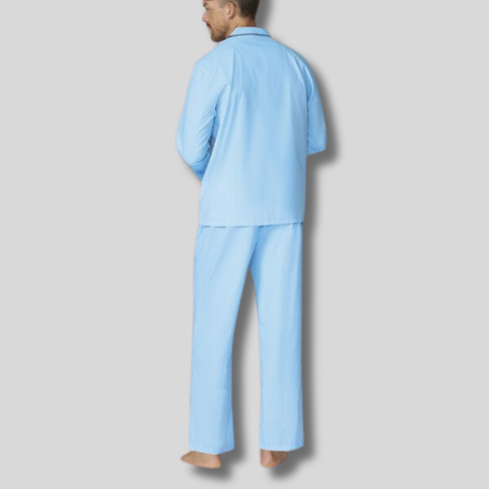 Contare Light Blue Cotton Rich Long PJs Set