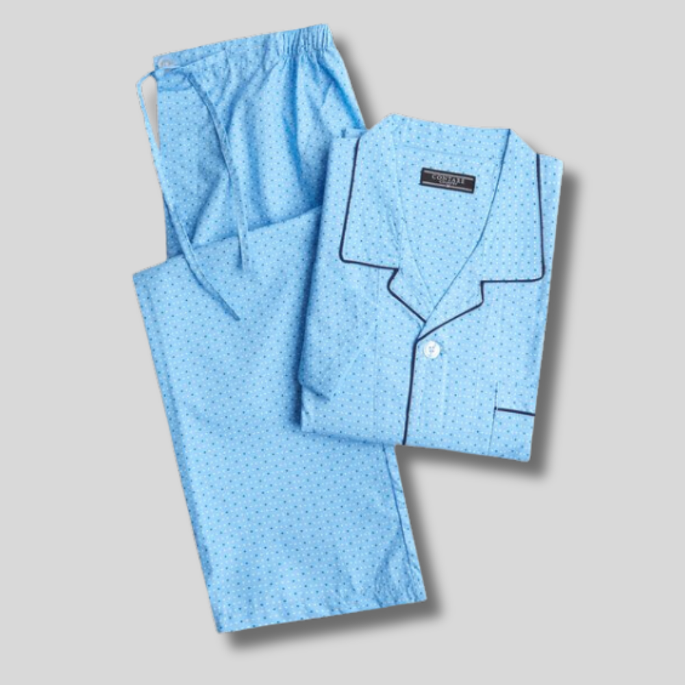 Contare Light Blue Cotton Rich Long PJs Set